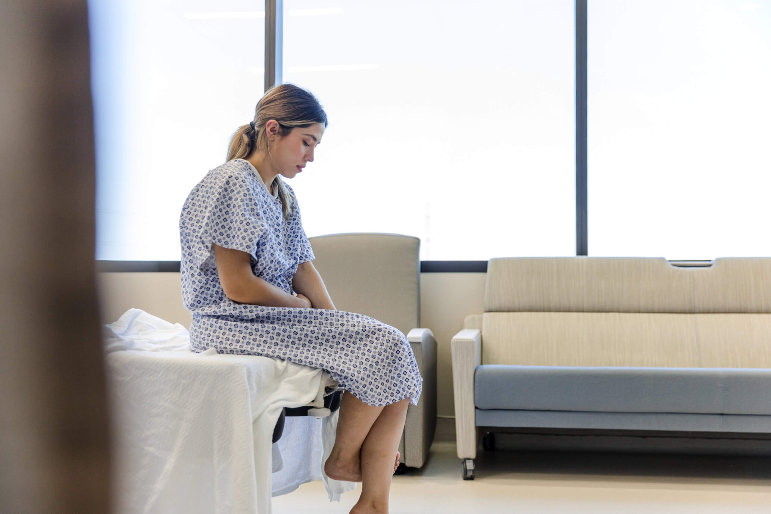 patient and hospital room