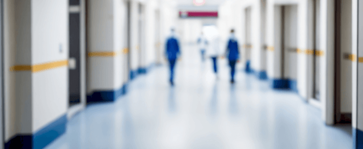Doctors walking through a hospital hallway