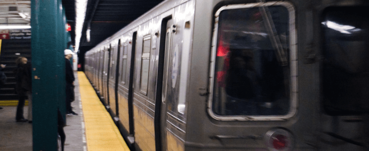 Subway train moving in New York