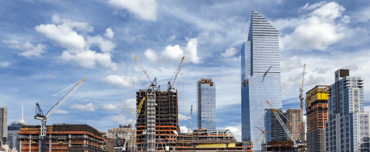 New York City construction site skyline