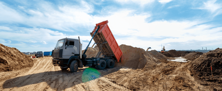 Dump truck on a construction site