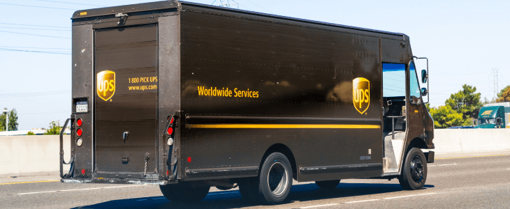 UPS truck on a highway